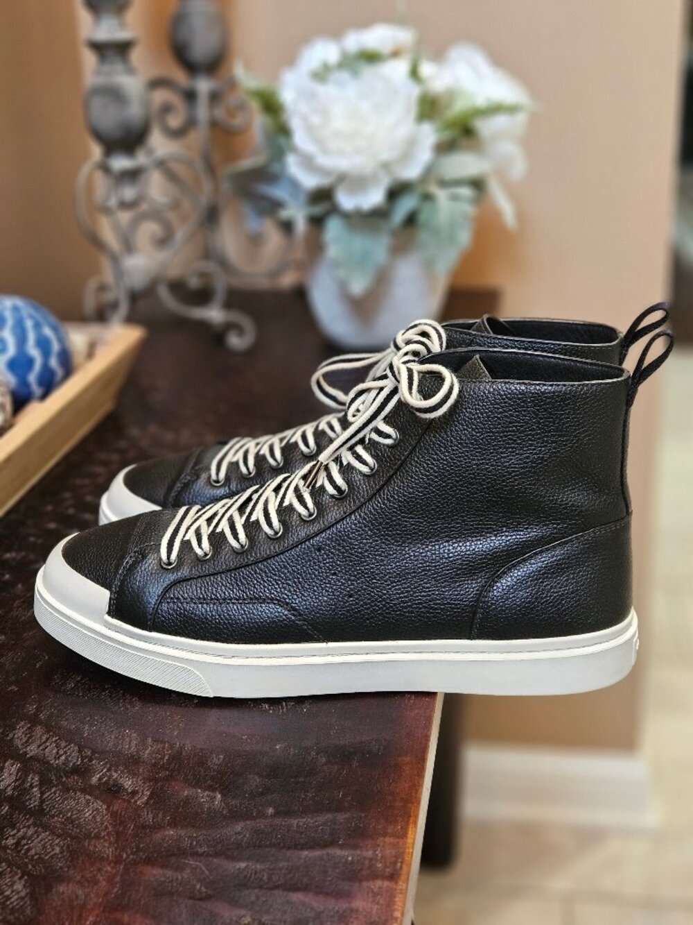 Coach Men's Full-Grain Leather Hi Top Sneakers, Black, Sz 13 (w/extra laces) - Picture 3 of 15